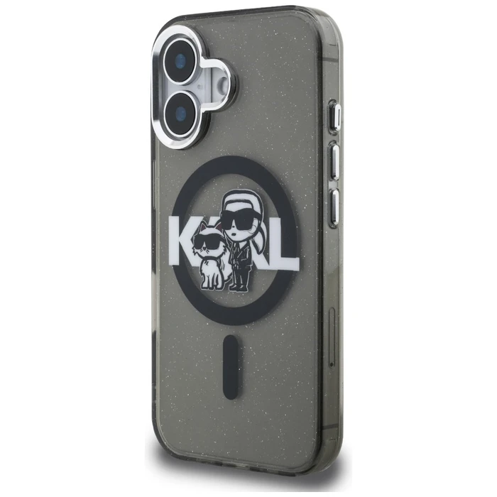 Karl Lagerfeld IML Glitter Karl & Choupette Sketch Logo MagSafe Apple iPhone 16 black