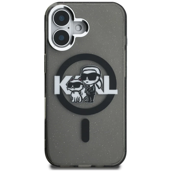 Karl Lagerfeld IML Glitter Karl & Choupette Sketch Logo MagSafe Apple iPhone 16 black
