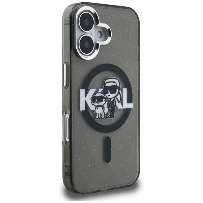 Karl Lagerfeld IML Glitter Karl & Choupette Sketch Logo MagSafe Apple iPhone 16 black