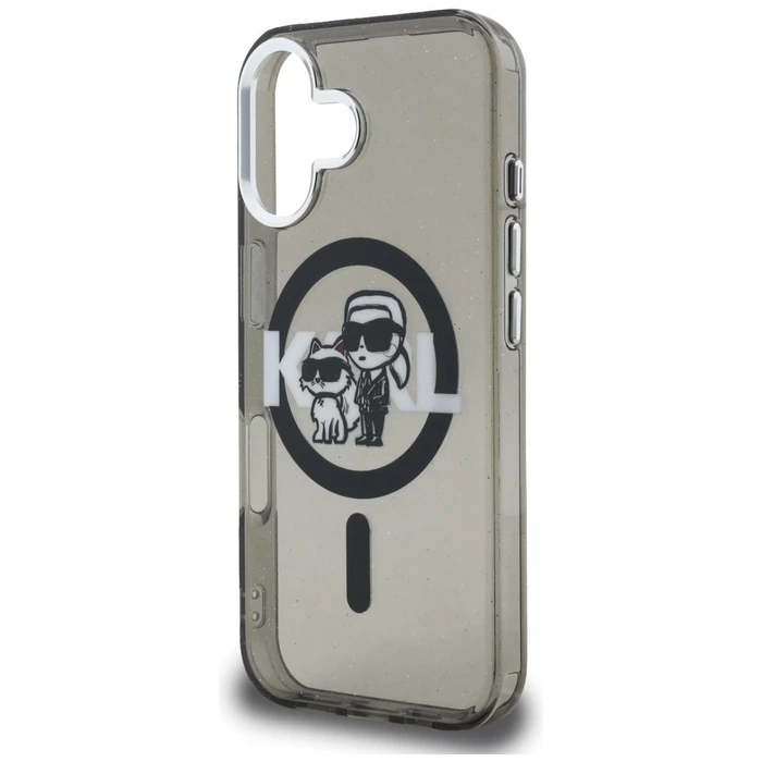 Karl Lagerfeld IML Glitter Karl & Choupette Sketch Logo MagSafe Apple iPhone 16 black