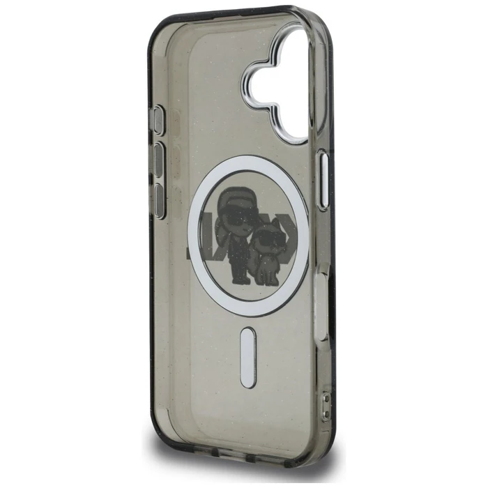 Karl Lagerfeld IML Glitter Karl & Choupette Sketch Logo MagSafe Apple iPhone 16 black