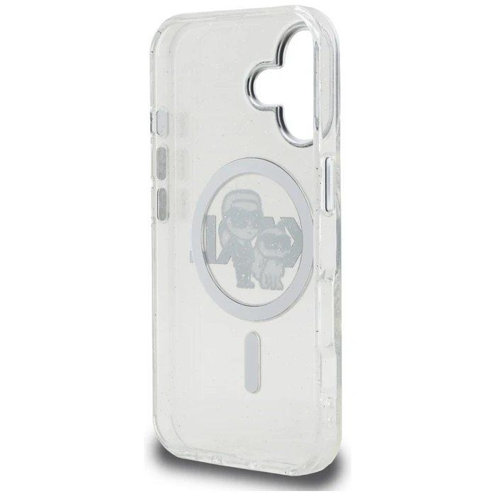 Karl Lagerfeld IML Glitter Karl & Choupette Sketch Logo MagSafe Apple iPhone 16 clear