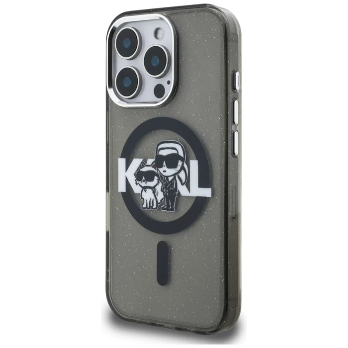 Karl Lagerfeld IML Glitter Karl & Choupette Sketch Logo MagSafe Apple iPhone 16 Pro black