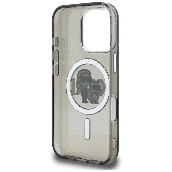 Karl Lagerfeld IML Glitter Karl & Choupette Sketch Logo MagSafe Apple iPhone 16 Pro black