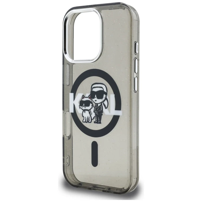 Karl Lagerfeld IML Glitter Karl & Choupette Sketch Logo MagSafe Apple iPhone 16 Pro Max black