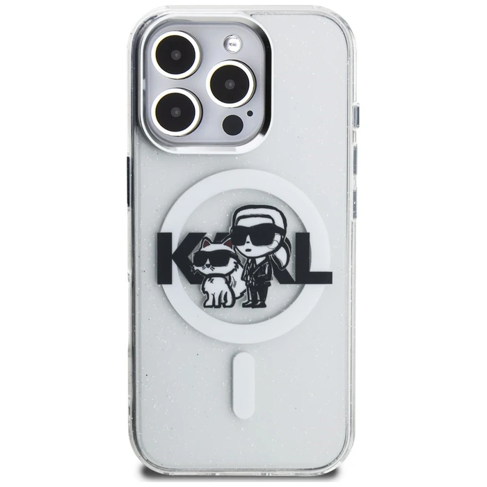Karl Lagerfeld IML Glitter Karl & Choupette Sketch Logo MagSafe Apple iPhone 16 Pro Max clear