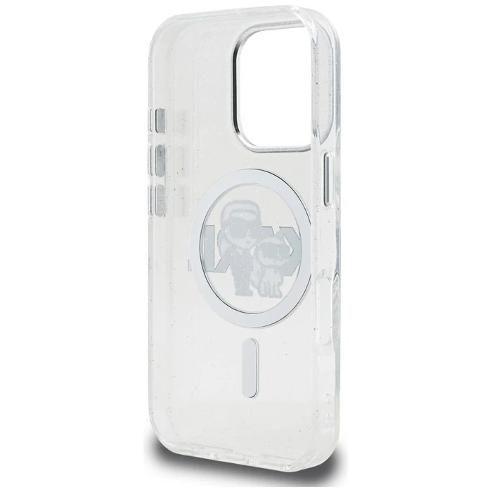 Karl Lagerfeld IML Glitter Karl & Choupette Sketch Logo MagSafe Apple iPhone 16 Pro clear