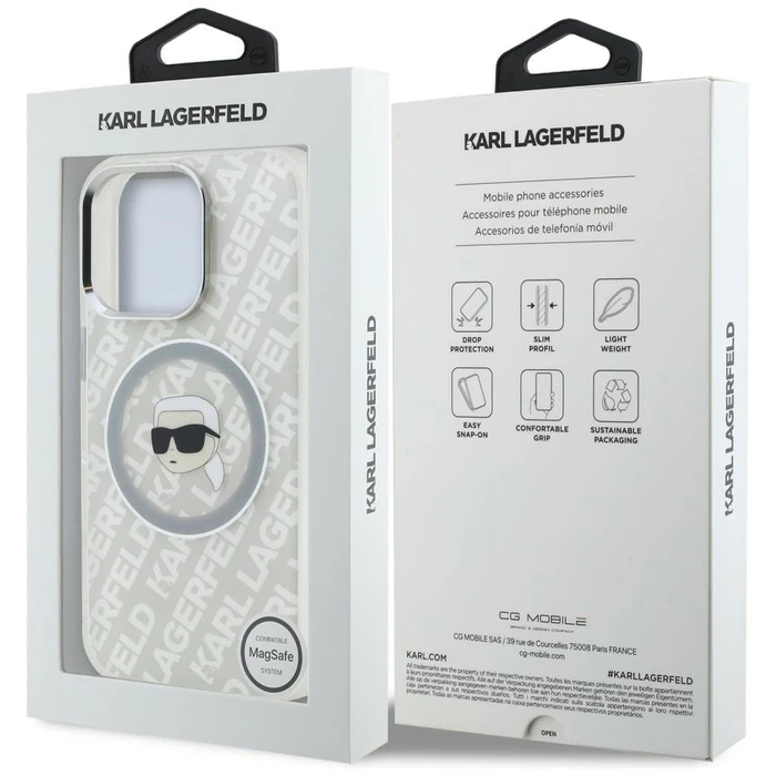 Karl Lagerfeld IML Karl Head Logo MagSafe Apple iPhone 16 Pro grey