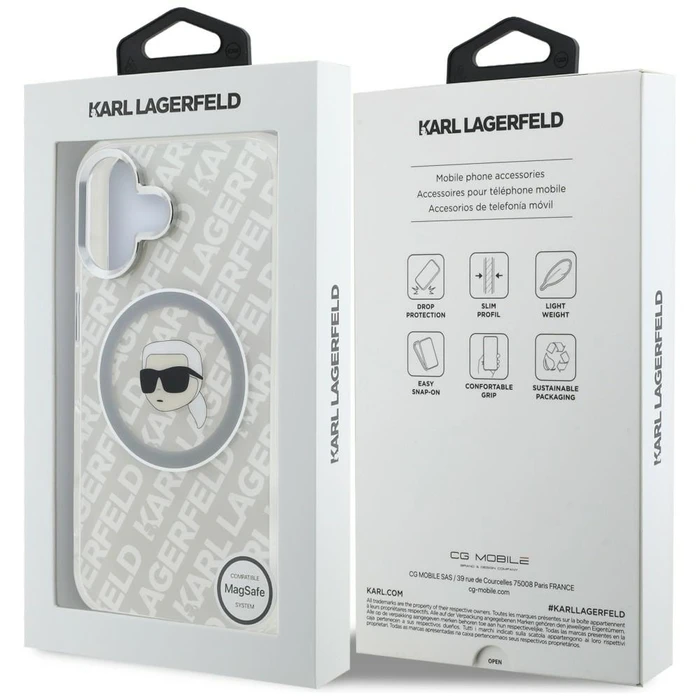 Karl Lagerfeld IML Karl Head Logo MagSafe Apple iPhone 16 grey
