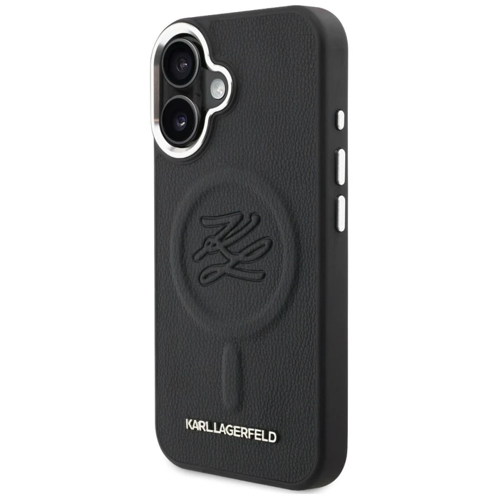 Karl Lagerfeld Initial & Metal Logo MagSafe Apple iPhone 16 black