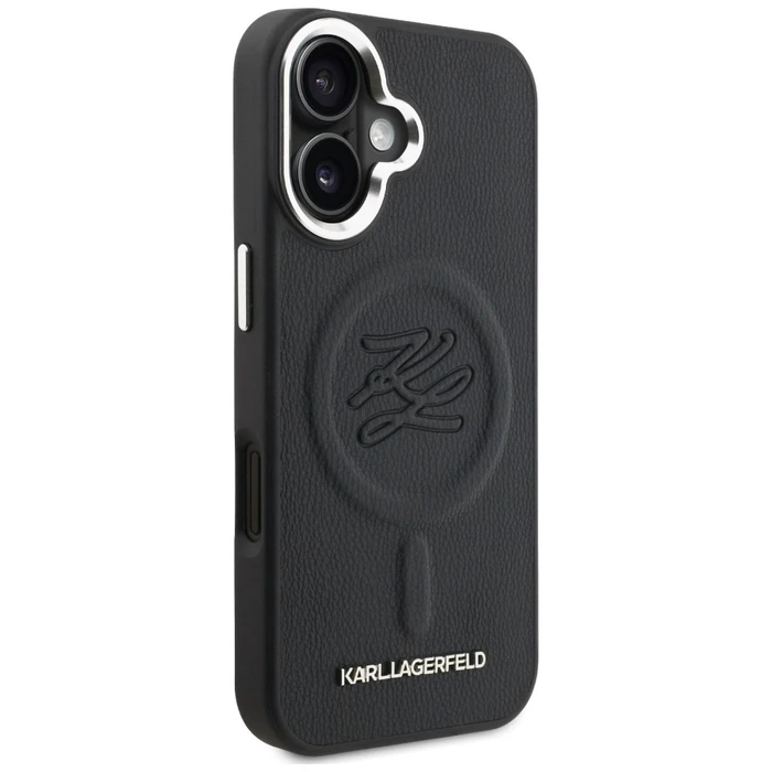 Karl Lagerfeld Initial & Metal Logo MagSafe Apple iPhone 16 black