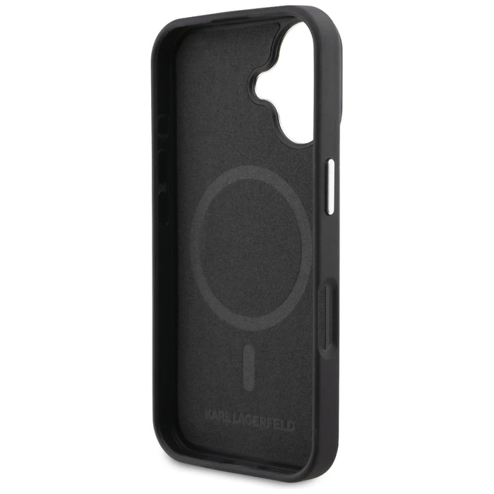 Karl Lagerfeld Initial & Metal Logo MagSafe Apple iPhone 16 black