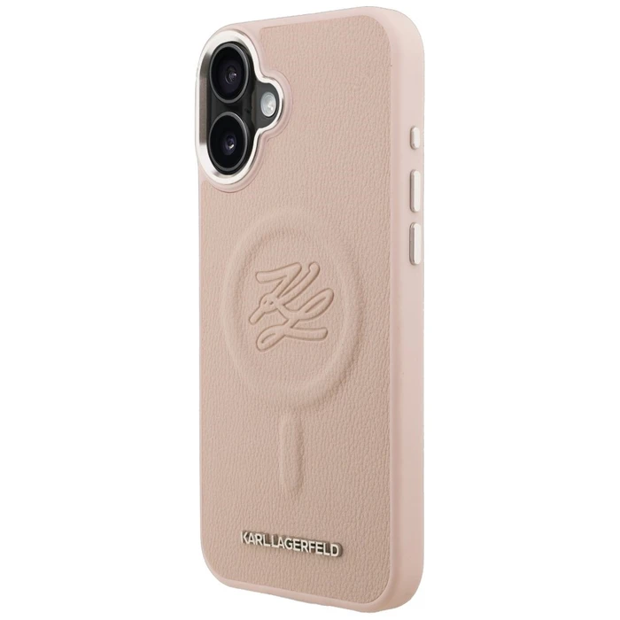 Karl Lagerfeld Initial & Metal Logo MagSafe Apple iPhone 16 Plus pink
