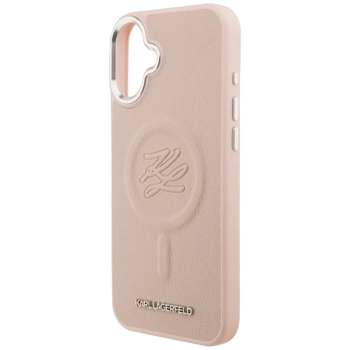 Karl Lagerfeld Initial & Metal Logo MagSafe Apple iPhone 16 Plus pink