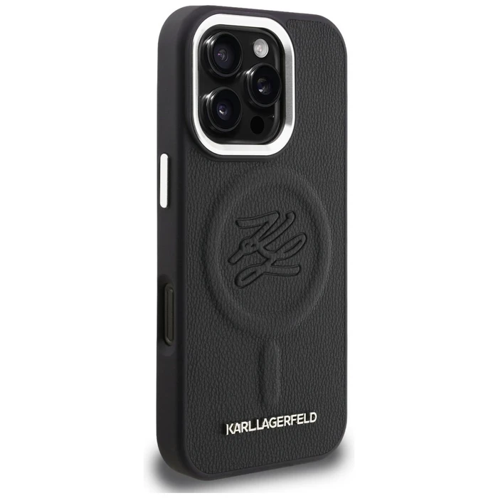 Karl Lagerfeld Initial & Metal Logo MagSafe Apple iPhone 16 Pro black