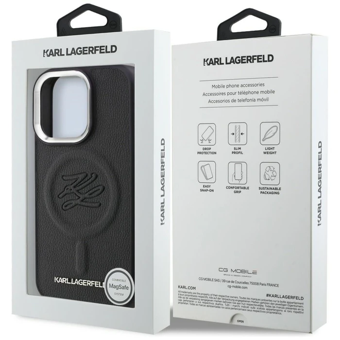 Karl Lagerfeld Initial & Metal Logo MagSafe Apple iPhone 16 Pro black