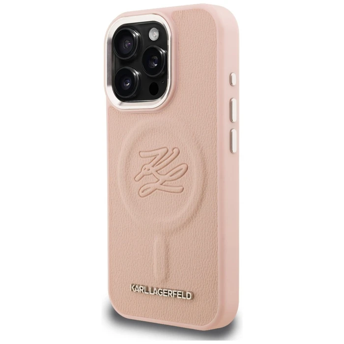 Karl Lagerfeld Initial & Metal Logo MagSafe Apple iPhone 16 Pro Max pink