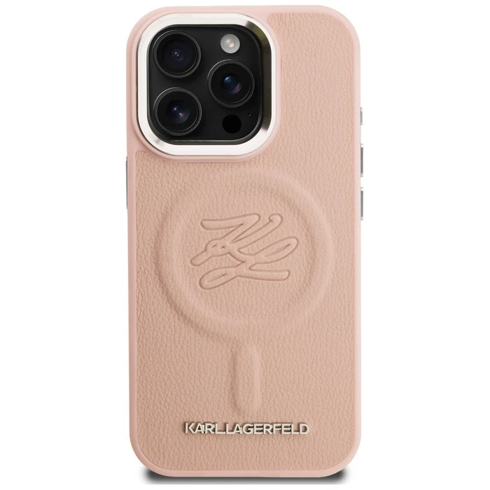 Karl Lagerfeld Initial & Metal Logo MagSafe Apple iPhone 16 Pro Max pink
