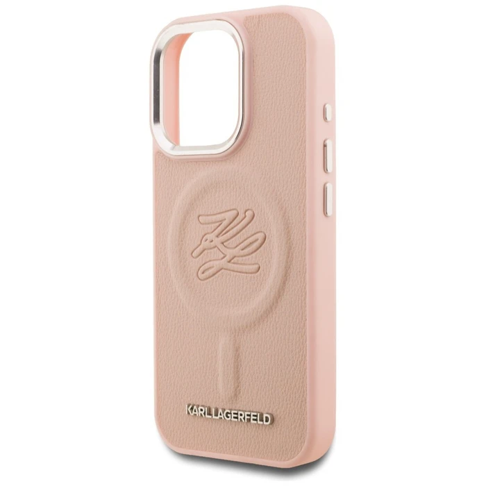 Karl Lagerfeld Initial & Metal Logo MagSafe Apple iPhone 16 Pro Max pink