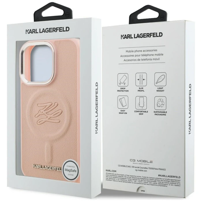 Karl Lagerfeld Initial & Metal Logo MagSafe Apple iPhone 16 Pro Max pink