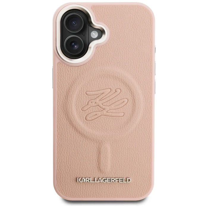 Karl Lagerfeld Initial & Metal Logo MagSafe Apple iPhone 16 pink