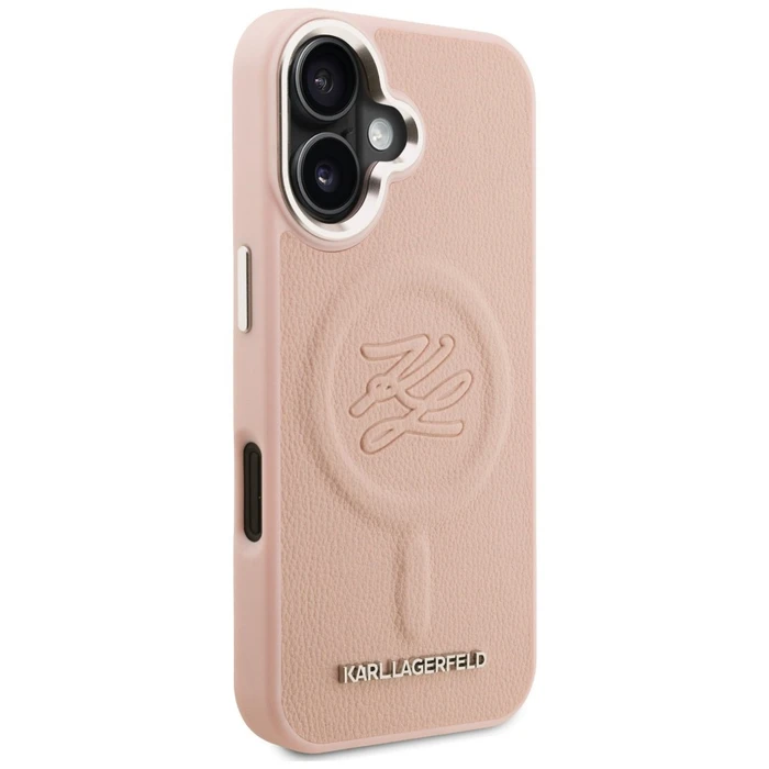 Karl Lagerfeld Initial & Metal Logo MagSafe Apple iPhone 16 pink