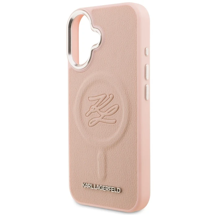 Karl Lagerfeld Initial & Metal Logo MagSafe Apple iPhone 16 pink