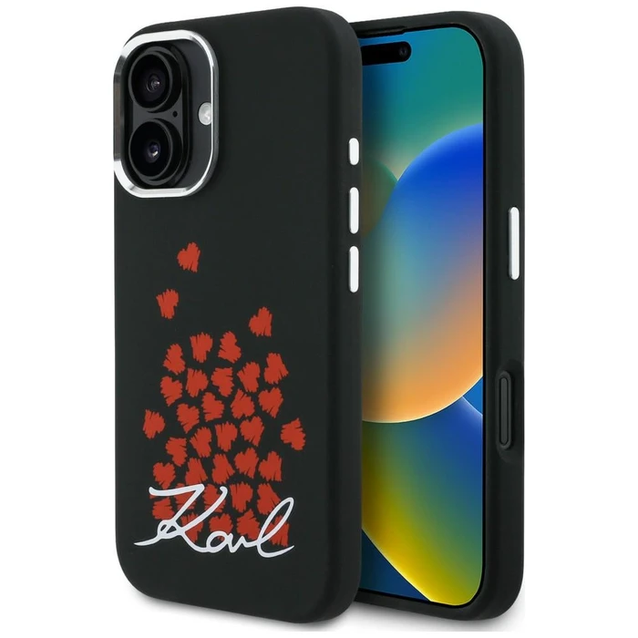 Karl Lagerfeld Silicone Heart Sign Logo MagSafe Apple iPhone 16 black