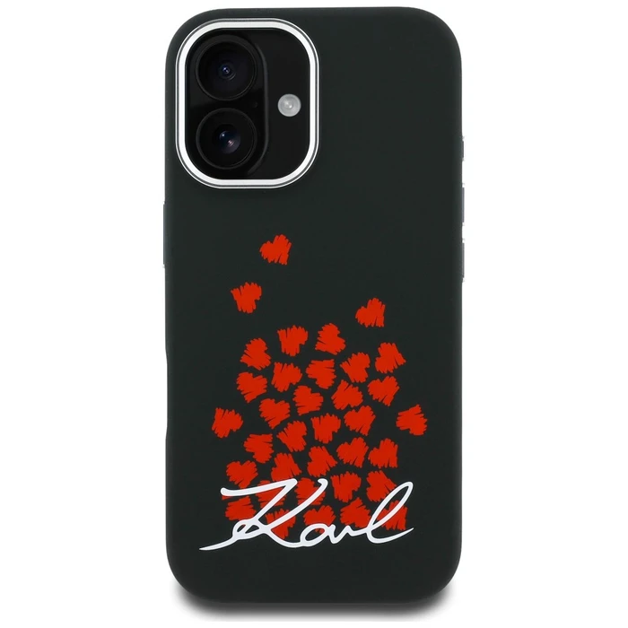 Karl Lagerfeld Silicone Heart Sign Logo MagSafe Apple iPhone 16 black