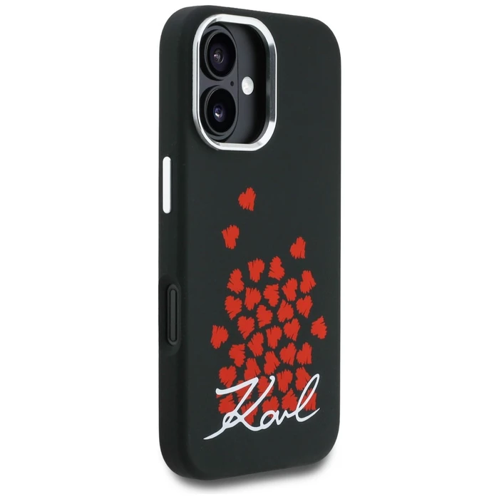 Karl Lagerfeld Silicone Heart Sign Logo MagSafe Apple iPhone 16 black