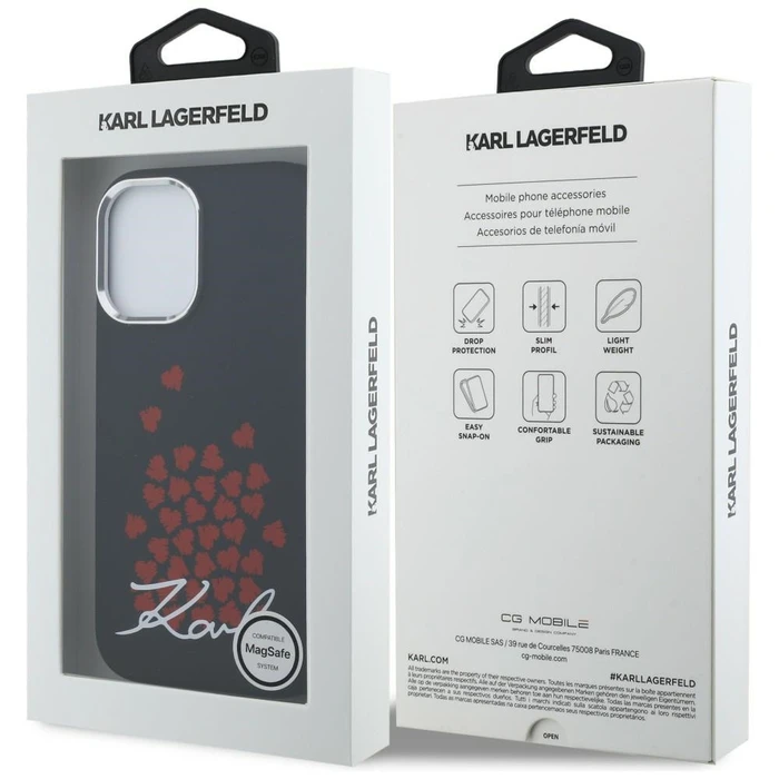 Karl Lagerfeld Silicone Heart Sign Logo MagSafe Apple iPhone 16 black