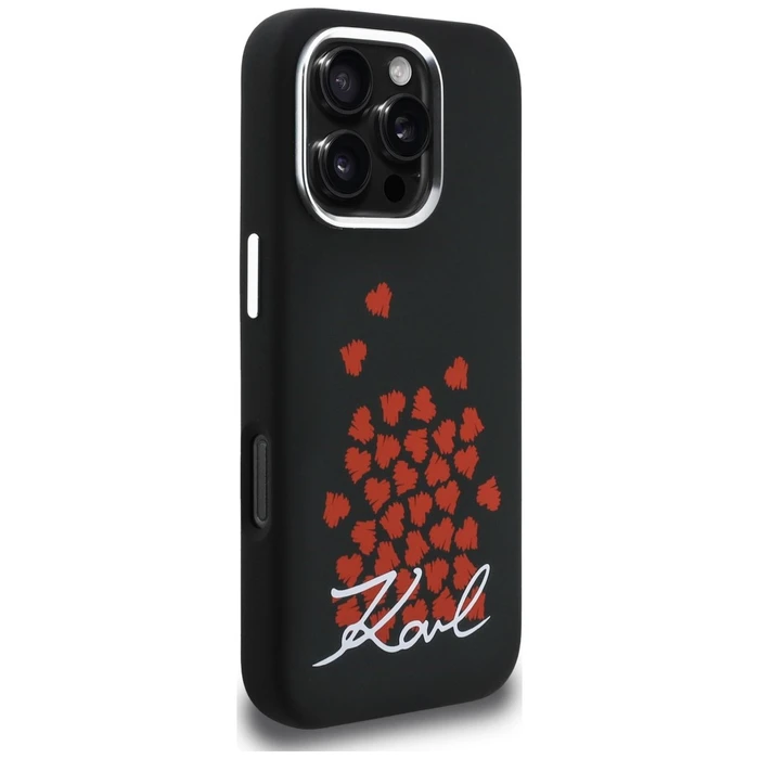 Karl Lagerfeld Silicone Heart Sign Logo MagSafe Apple iPhone 16 Pro black