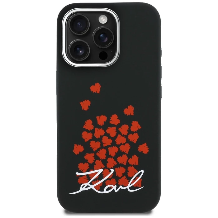 Karl Lagerfeld Silicone Heart Sign Logo MagSafe Apple iPhone 16 Pro Max black