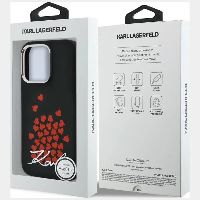 Karl Lagerfeld Silicone Heart Sign Logo MagSafe Apple iPhone 16 Pro Max black