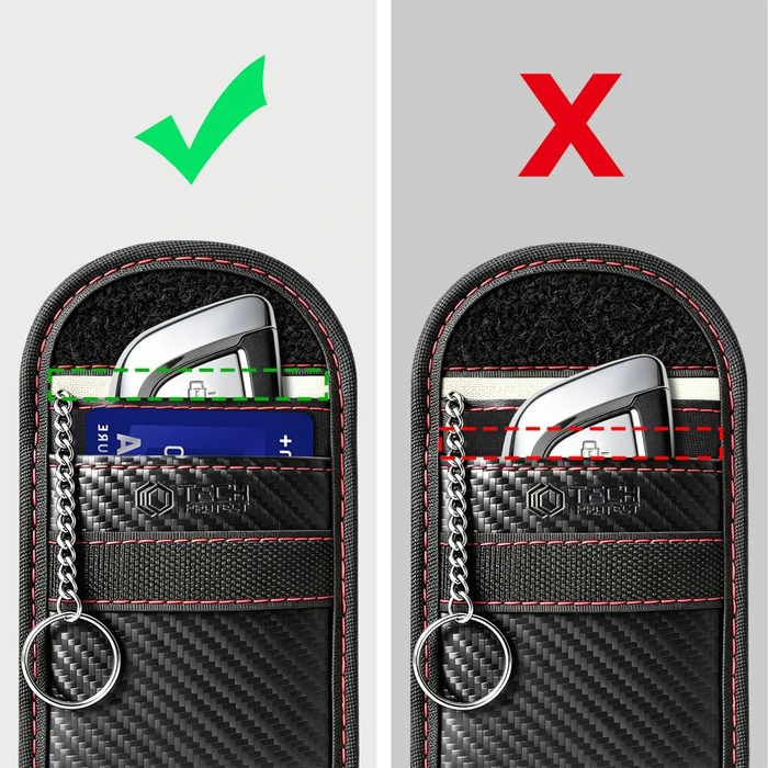 Tech-Protect KLR100 Pouch Keyless RFID Signal Blocker Case Carbon Black/red