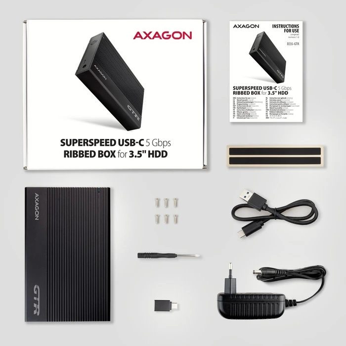 Θήκη Σκληρού Δίσκου Axagon Ee35-Gtr Ext Box Usb3.2 Gen1 3.5 Hdd Sat