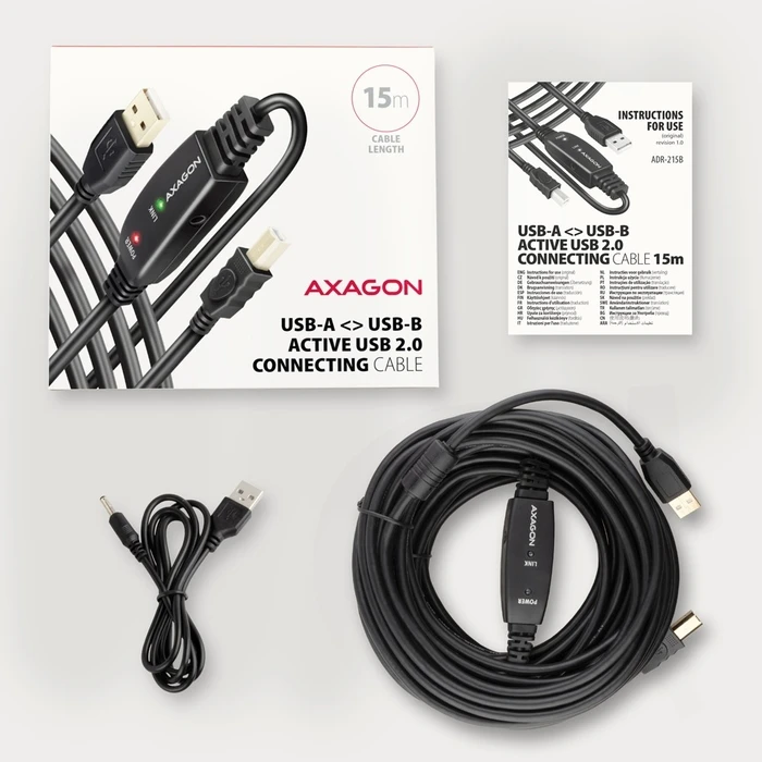 Καλώδιο USB Axagon ADR-215B USB 2.0 A-M -> B-M act 15m cabl