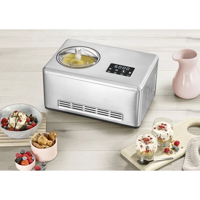 Severin EZ 7406 2-in-1 Ice Cream Maker with Yogurt Function, 2 L, 180 W, Silver