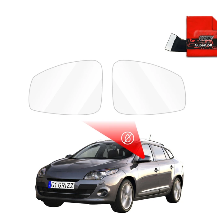 GrizzGlass ZeroDrop Rain-repellent mirror film for Renault Megane 3 Kombi 5D (2008-2012)