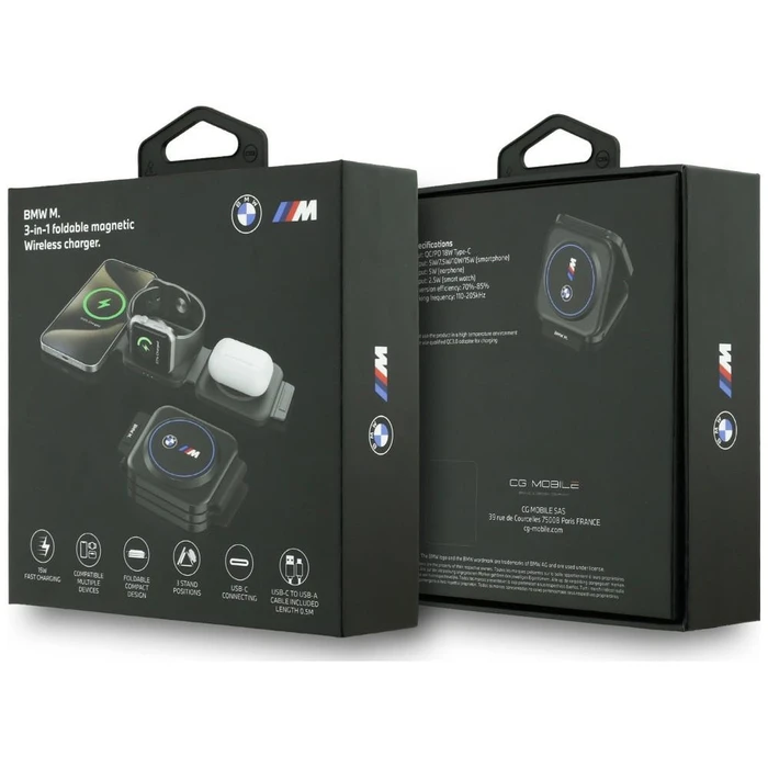BMW M 3-in-1 Wireless Charger Qi2 15W Print Logo Blue