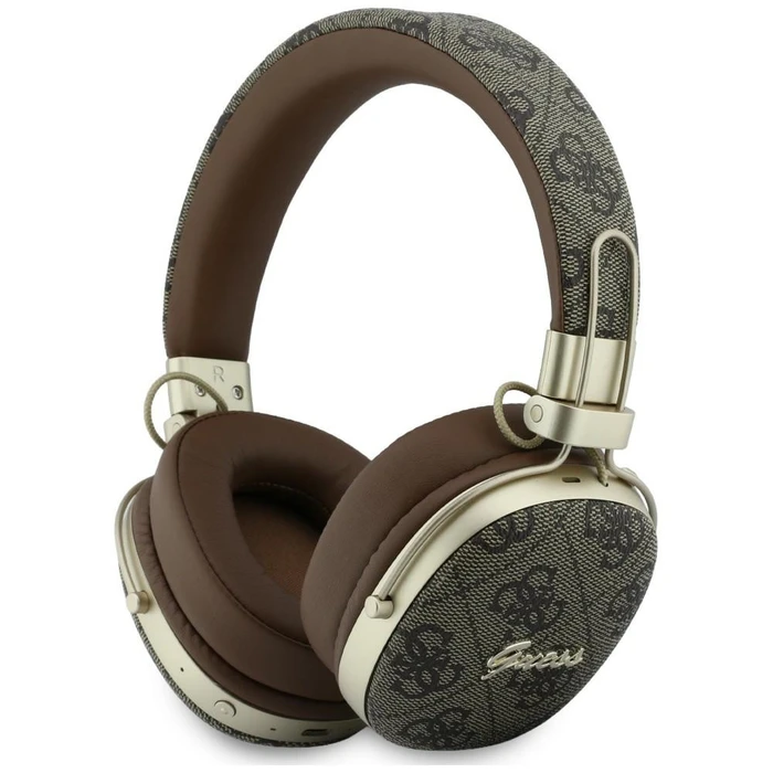 Guess Wireless over-ear headphones Bluetooth ENC Metal 4G Script Logo brown