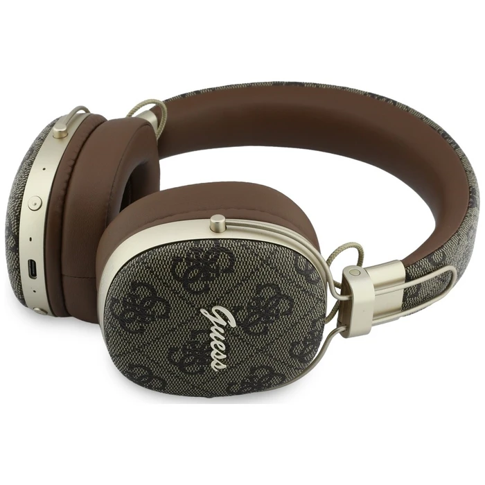 Guess Wireless over-ear headphones Bluetooth ENC Metal 4G Script Logo brown