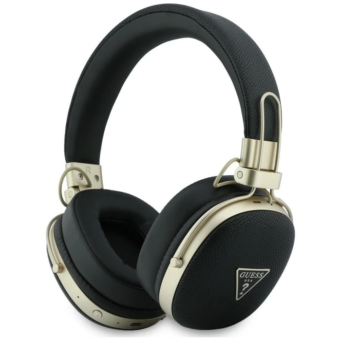 Guess Wireless over-ear headphones Bluetooth ENC Metal Grained Triangle Logo black