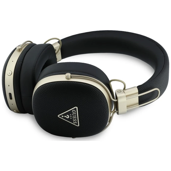Guess Wireless over-ear headphones Bluetooth ENC Metal Grained Triangle Logo black