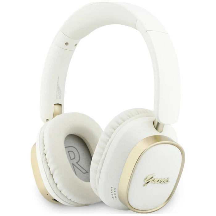 Guess Wireless over-ear headphones Bluetooth ENC Rectangle Metal Script white