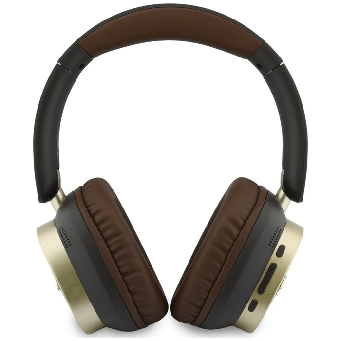 Guess Wireless over-ear headphones Bluetooth ENC Rectangle Metal Script brown