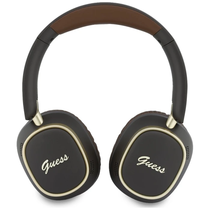 Guess Wireless over-ear headphones Bluetooth ENC Rectangle Metal Script brown
