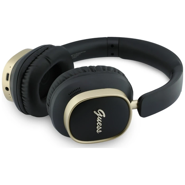 Guess Wireless over-ear headphones Bluetooth ENC Rectangle Metal Script black