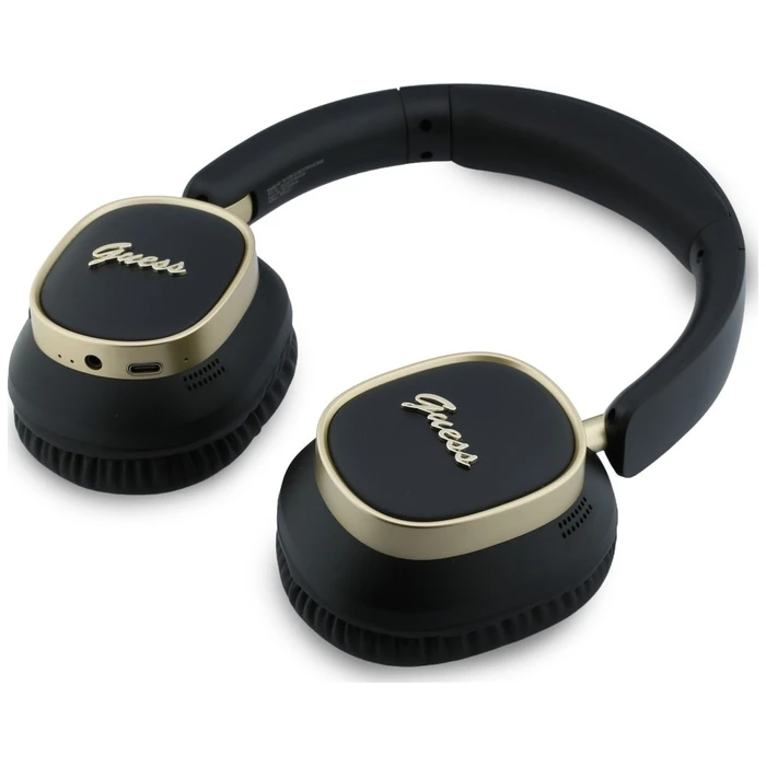 Guess Wireless over-ear headphones Bluetooth ENC Rectangle Metal Script black