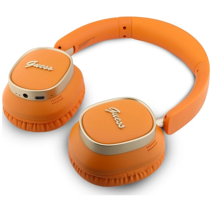 Guess Wireless over-ear headphones Bluetooth ENC Rectangle Metal Script orange